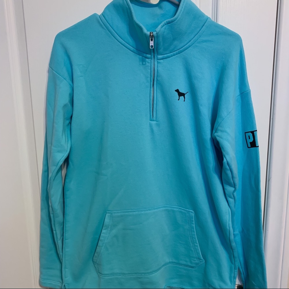 PINK Blue Half-Zip Pullover